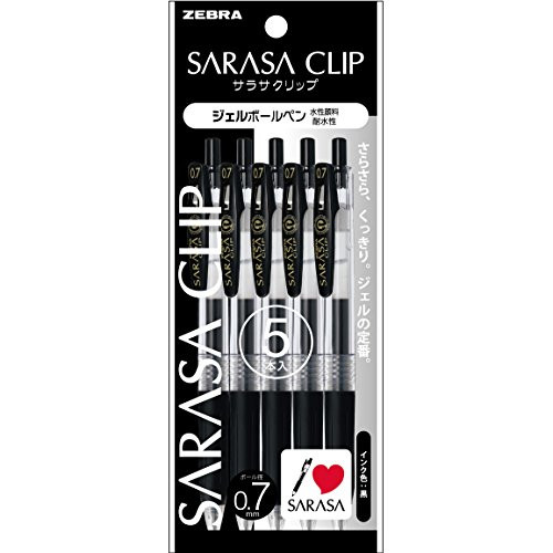 1 X 5 pens Zebra Sarasa clip gelink ballpoint pen 0.7mm P-JJB15-BK5 black (o9d)