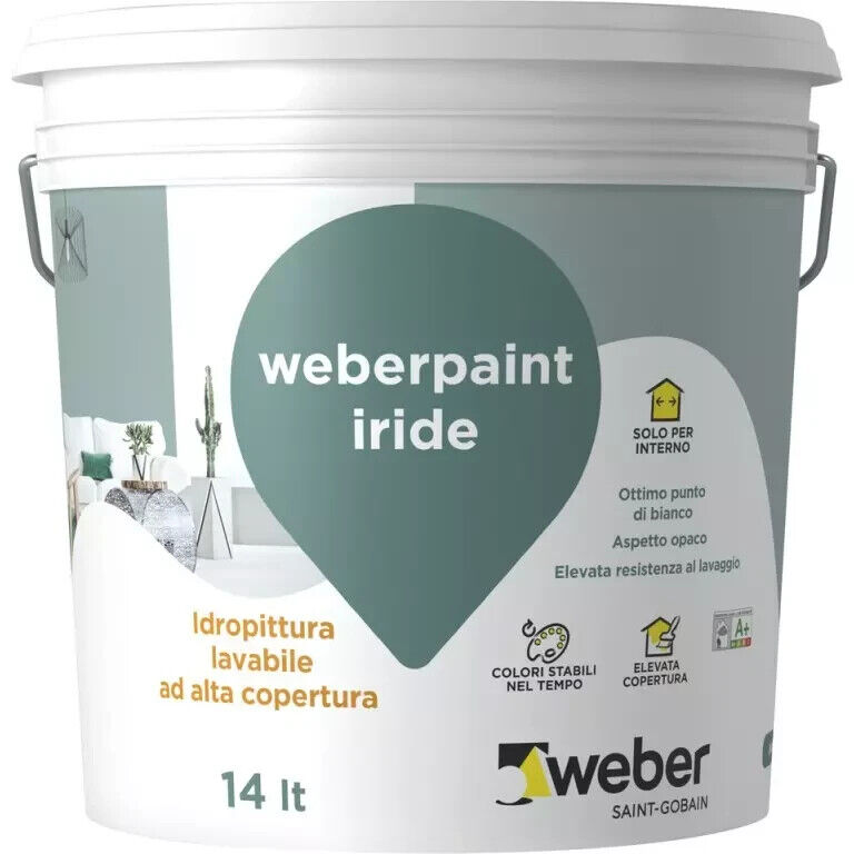 Idropittura PITTURA LAVABILE IRIDE per interni weberpaint IRIDE 14 LT BIANCO