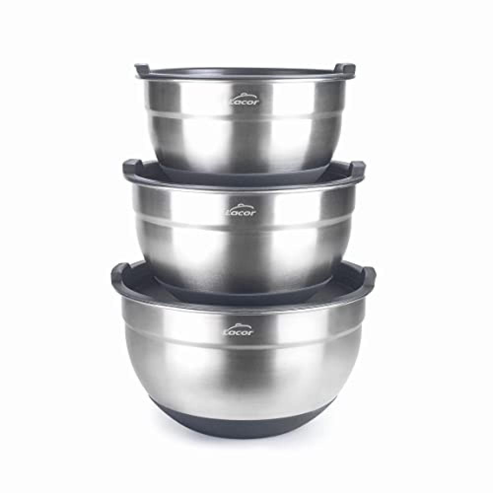 (TG. Standard) Lacor - 60051 - Set di 3 ciotole in acciaio inox, ciotole, insala