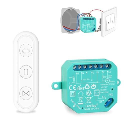 LoraTap Interruttore Tapparelle RF, Telecomando per Tapparelle Elettriche Funzio