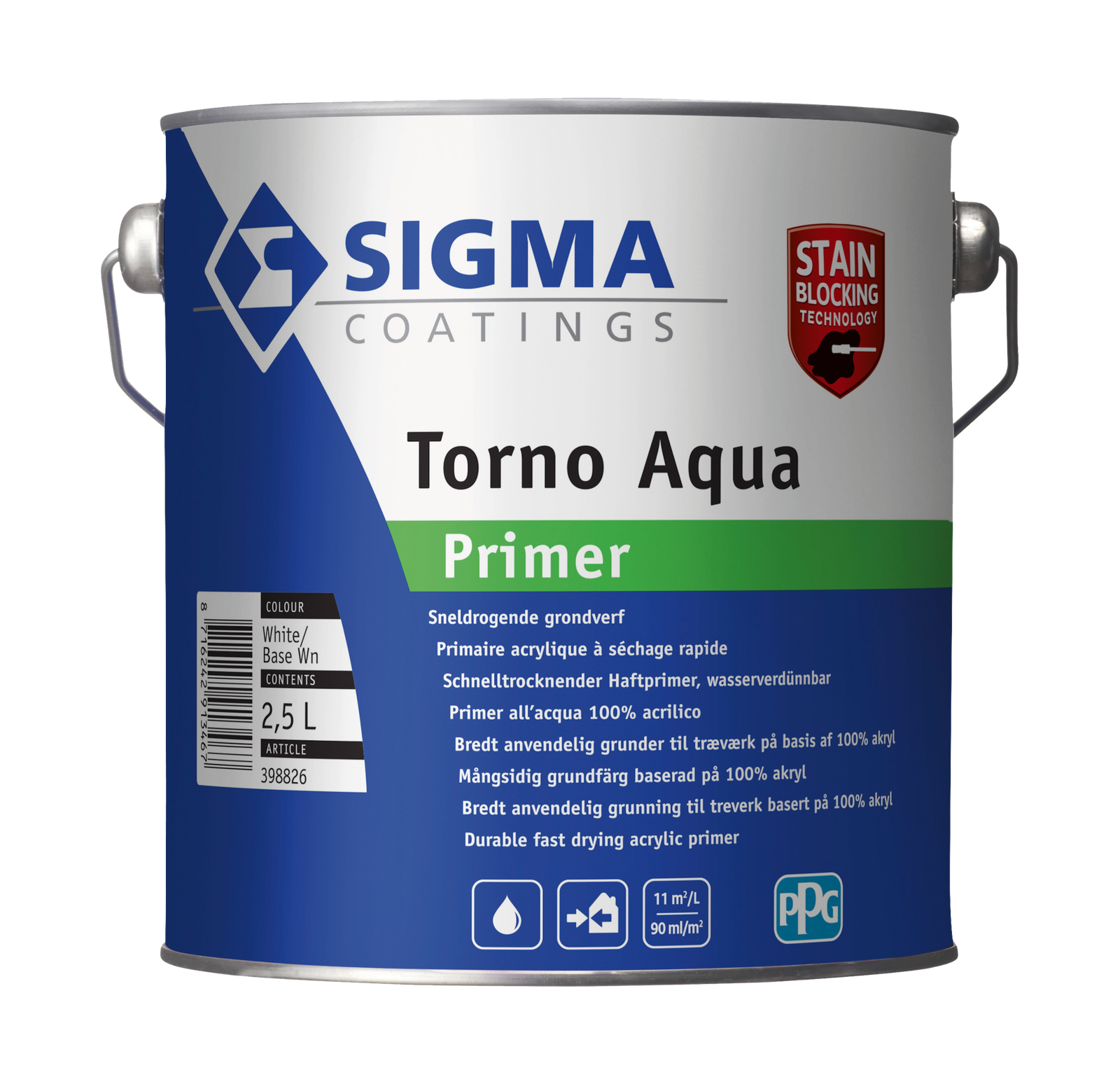 Primer all’acqua acrilico per legno e PVC Sigma Torno aqua primer bianco 2.5 l