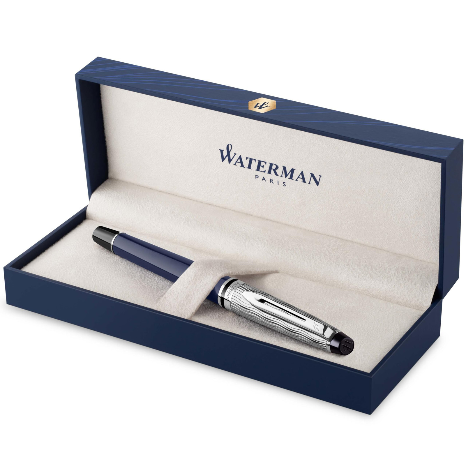 Waterman Expert penna stilografica | Laccatura blu e metallo | Cappuccio (U9a)