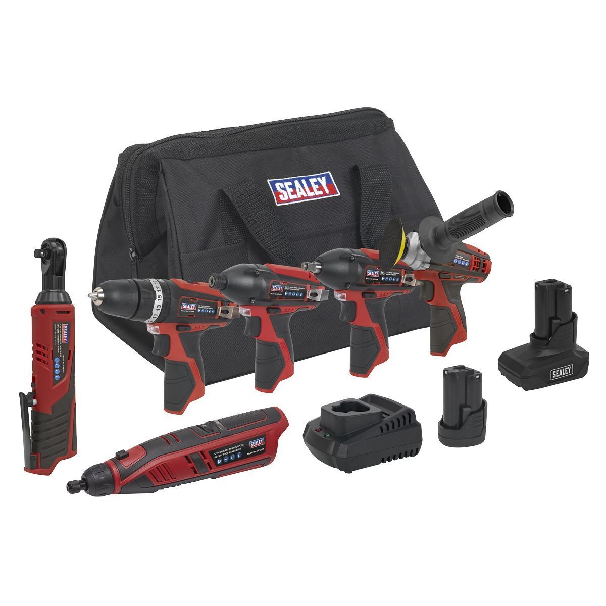 Sealey 6 X 12V SV12 Series Kit Di Utensili Elettrici Senza Fili CP1200COMBO2