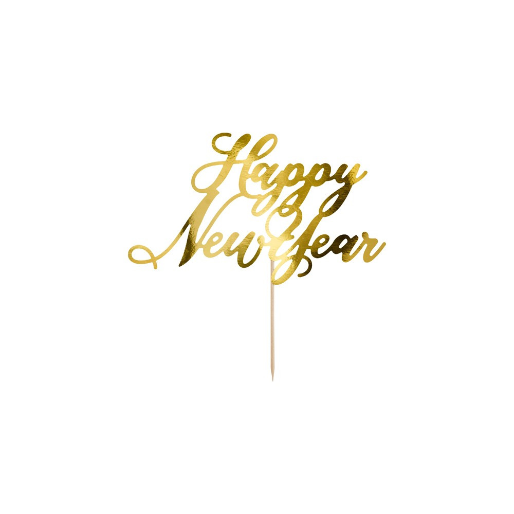 Topper per Torta con scritta oro Happy New Year, capodanno