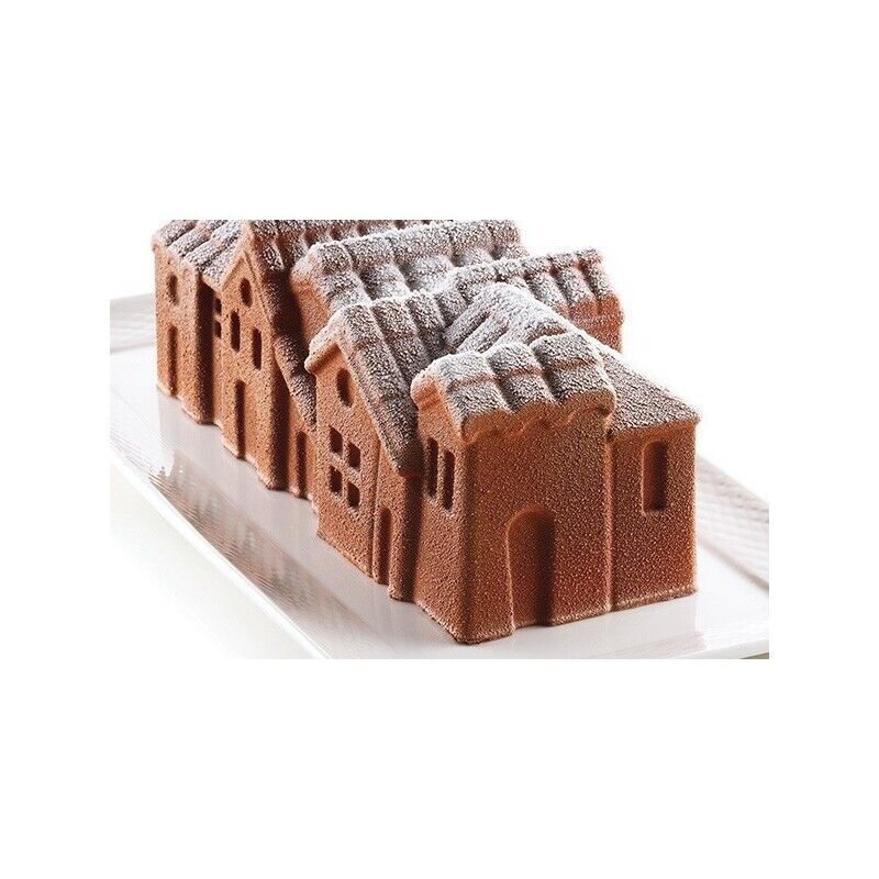 Stampino Forma Stampo Silicone Silikomart Tortiera Plumcake VILLAGGIO DI NATALE
