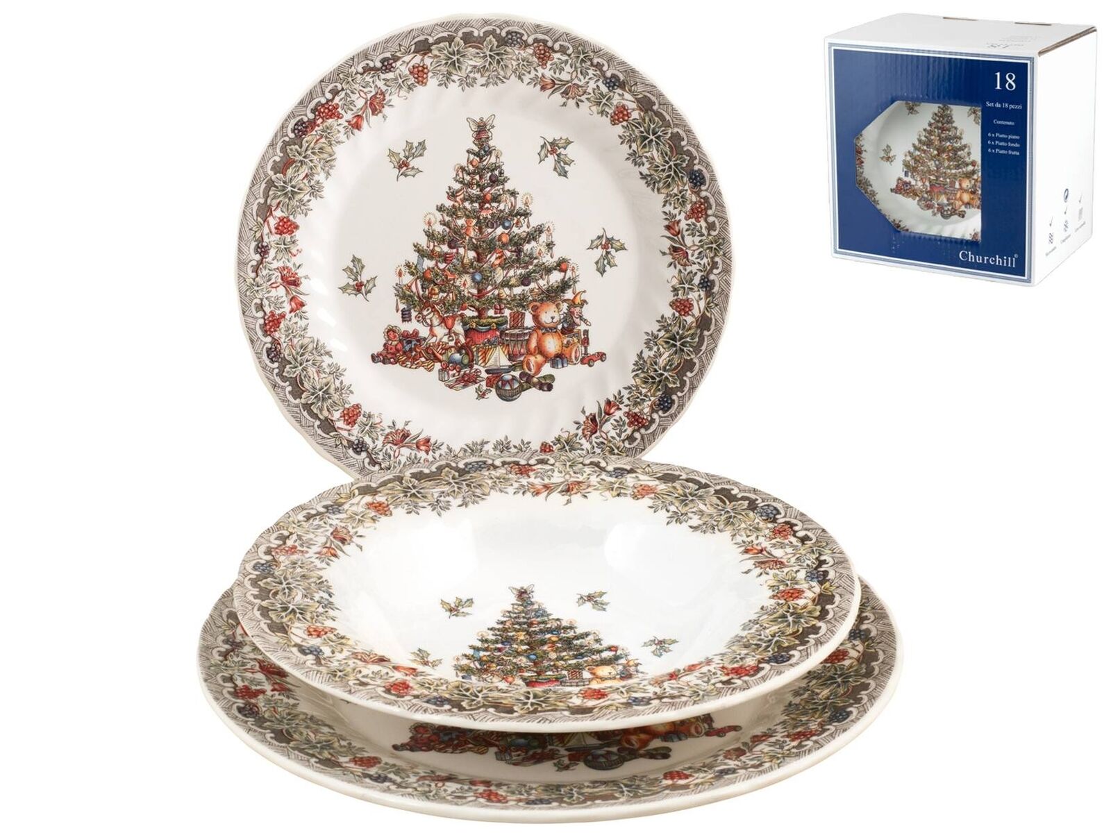 Servizio Tavola 18 Pezzi Earthenware Seasons Greetings Decorato Churchill