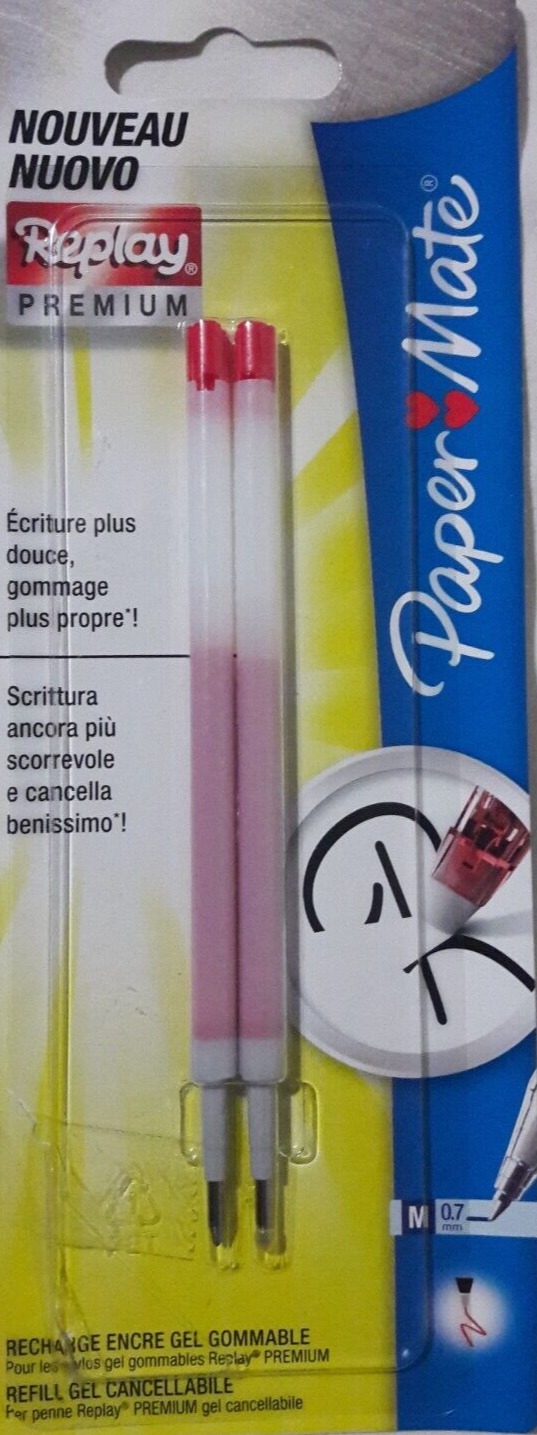 Papermate Replay Premium Una Confezione Da 2 Refill Penna Gel Cancellabile Rosso