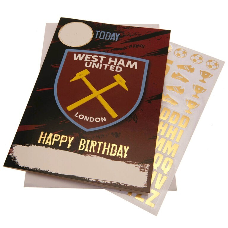 Biglietto Di Compleanno West Ham United FC Con Adesivi Merchandise Ufficiale