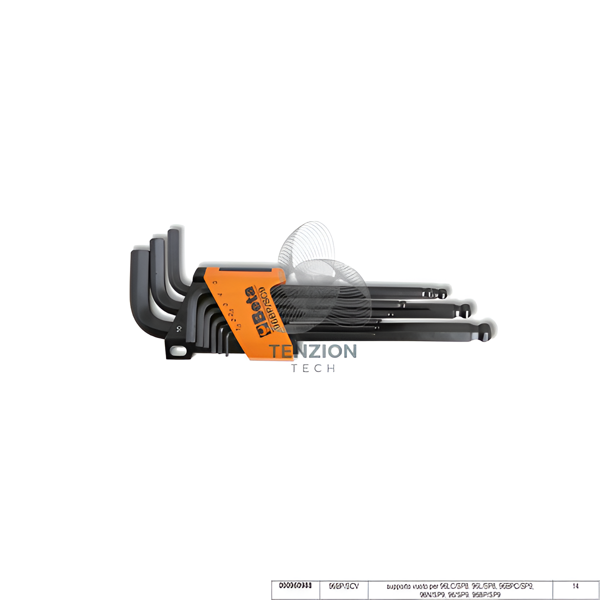 Supporto Vuoto Per 9 Chiavi Maschio Esagonale Brunite - Beta 96BP-AS/SCV