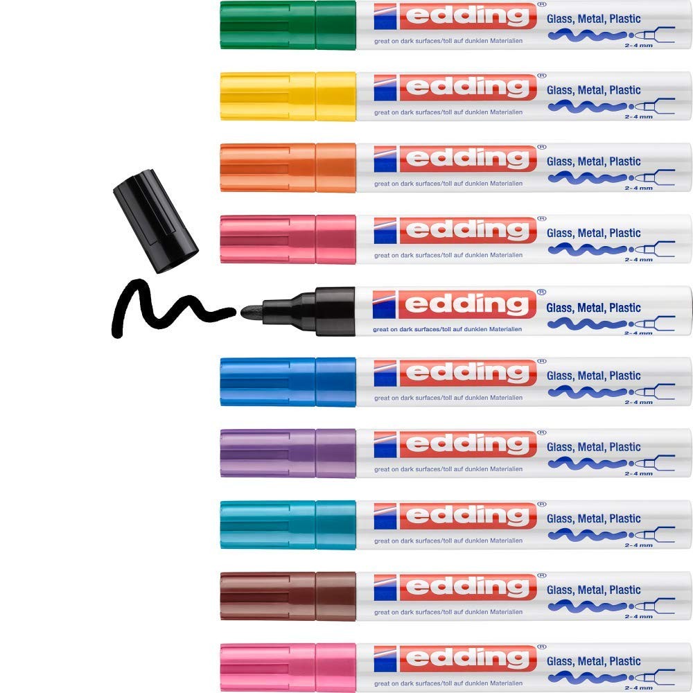 edding 750 gloss paint marker - multi-coloured - set of 10 paint markers - round