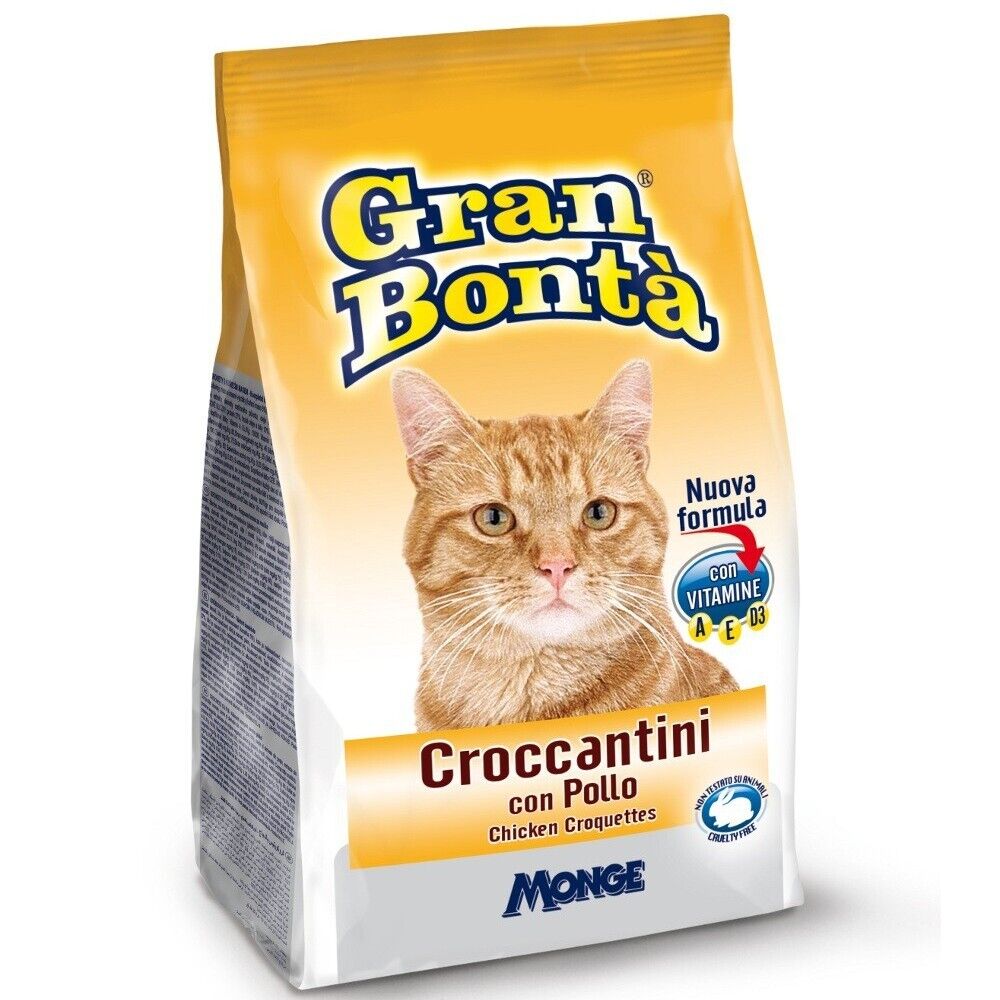 5 PEZZI Monge Gran Bonta' Croccantini per Gatti Gusto Pesce Confezione Da 400 GR