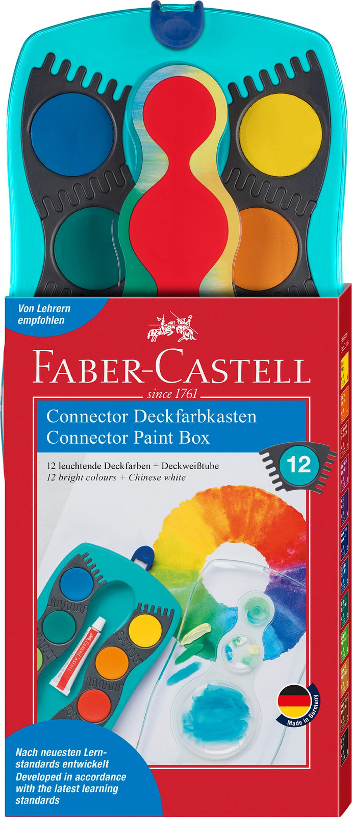 Faber-Castell Connector Paint Box - 12 Colours Turquoise Paint box Turquoise