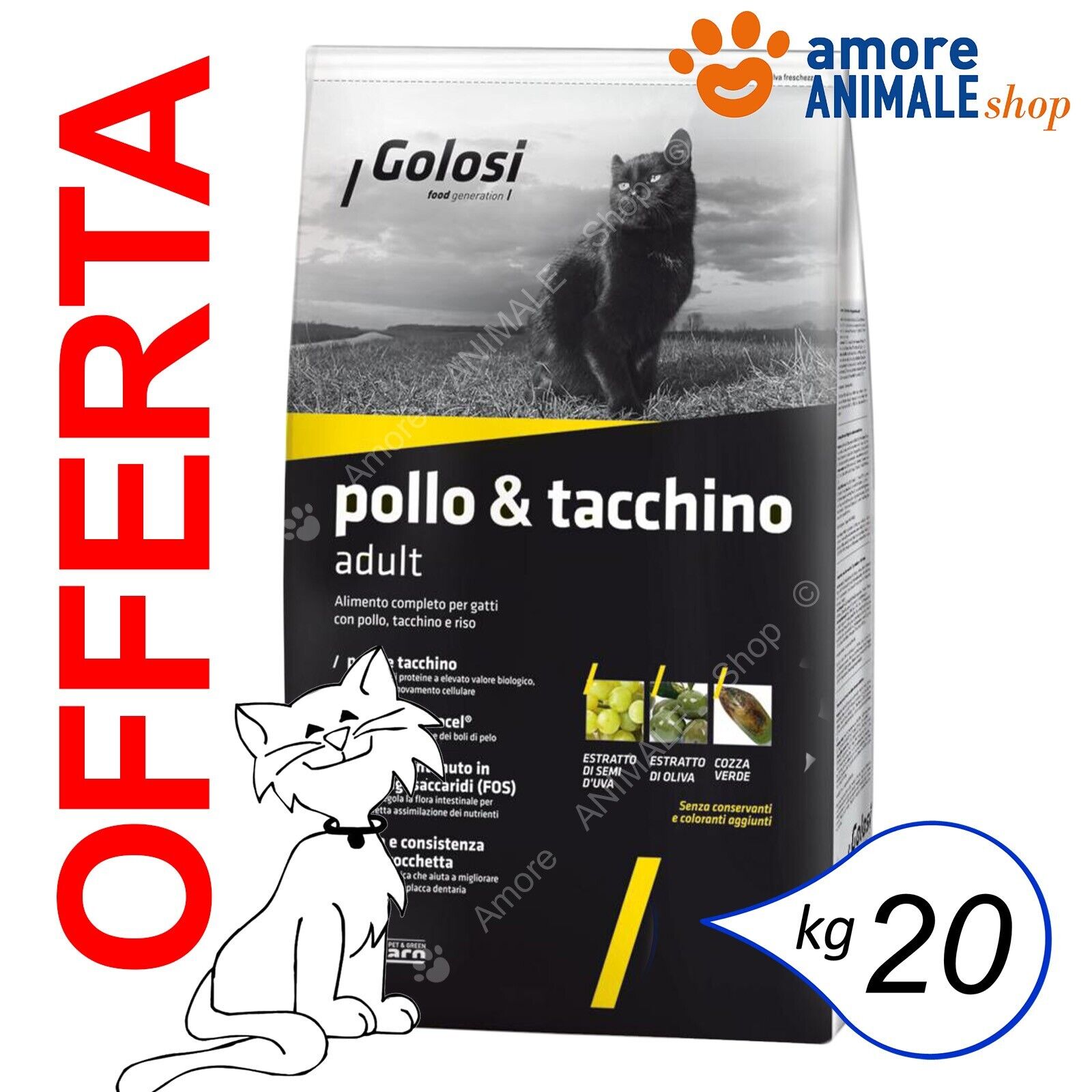 Golosi CAT Adult → Pollo e Tacchino - 20 kg - Crocchette Gatti, Mangime Gatto
