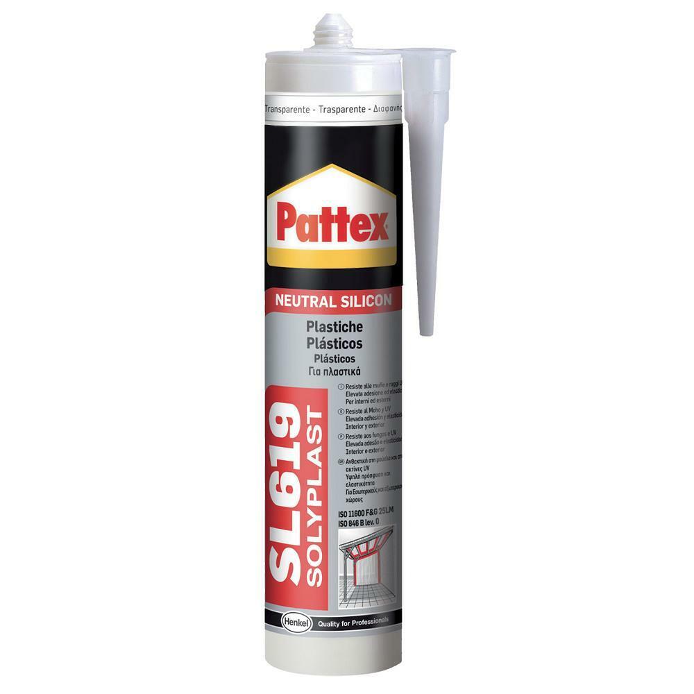 Pattex Silicone Sigillante Trasparente neutro Plastiche Policarbonato SL 619