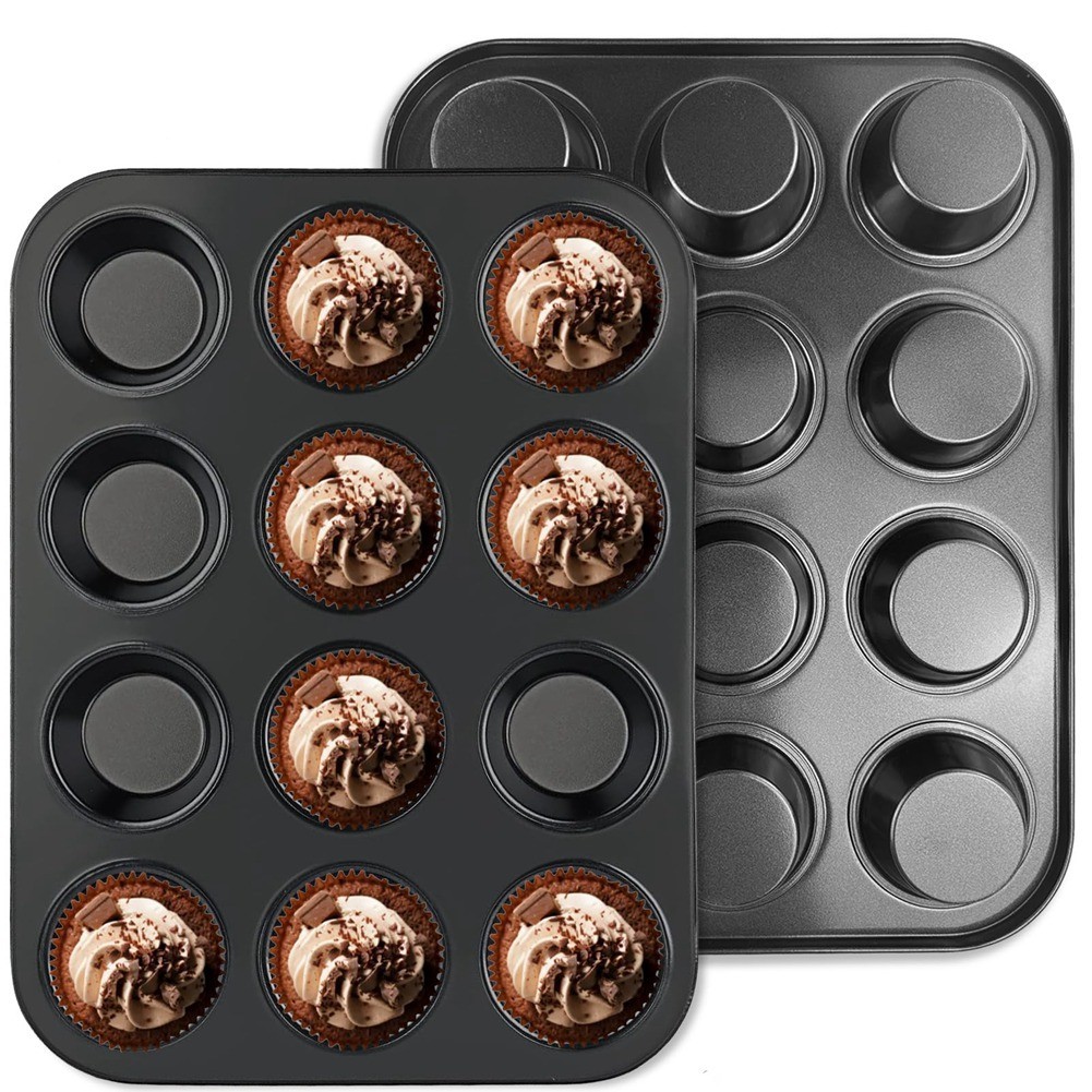 Confezione da 2 Teglie per Muffin, per 24 Muffin, Cupcakes, Brownies N8Z24296