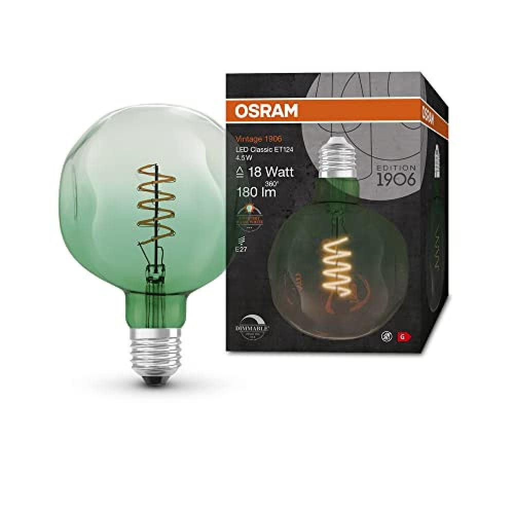 OSRAM Lampada LED Vintage 1906 vetro verde, 4,5W, 180lm, forma Globo con diametr