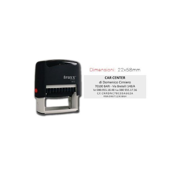 Timbro Traxx 9013 misura 22X58mm autoinchiostrante personalizzato Timbro persona