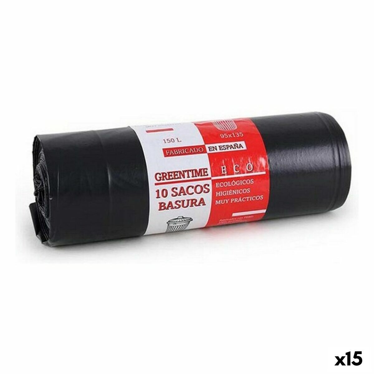 Sacchetti per la Spazzatura Eco Green Time 37473 150 L [15 Unità]
