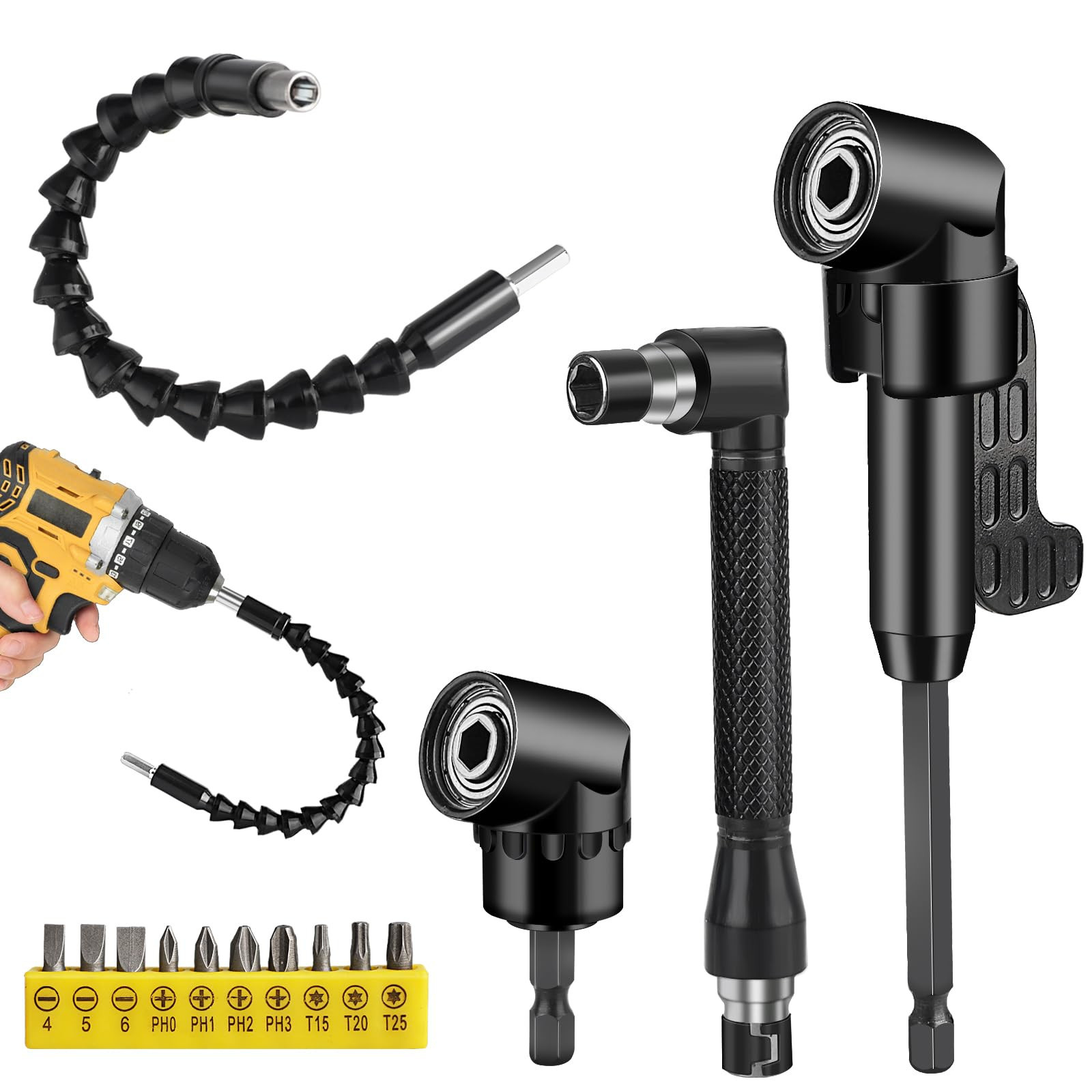 14 Pezzi Trapano Mandrino Avvitatore Angolare Kit, Inserto angolare per (D6y)