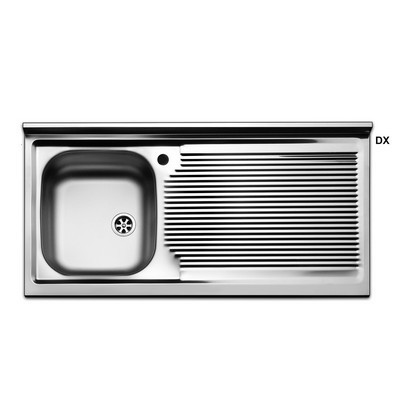 LAVELLO APPOGGIO ACCIAIO INOX 1 VASCA CM 100 cm 100 gocciolatoio dx