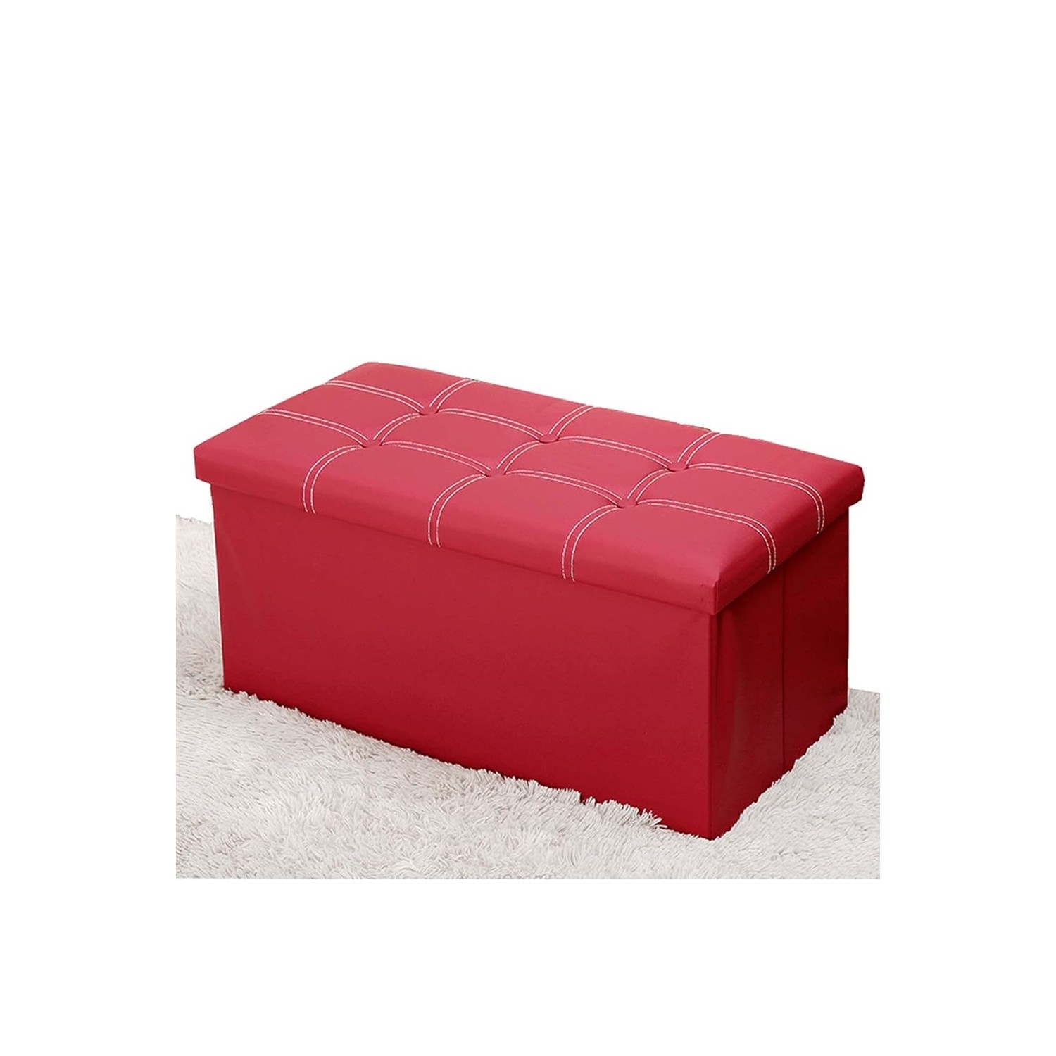 Pouf Contenitore Rettangolare Sgabello Poggiapiedi Per Coperte Scarpe Giocattoli