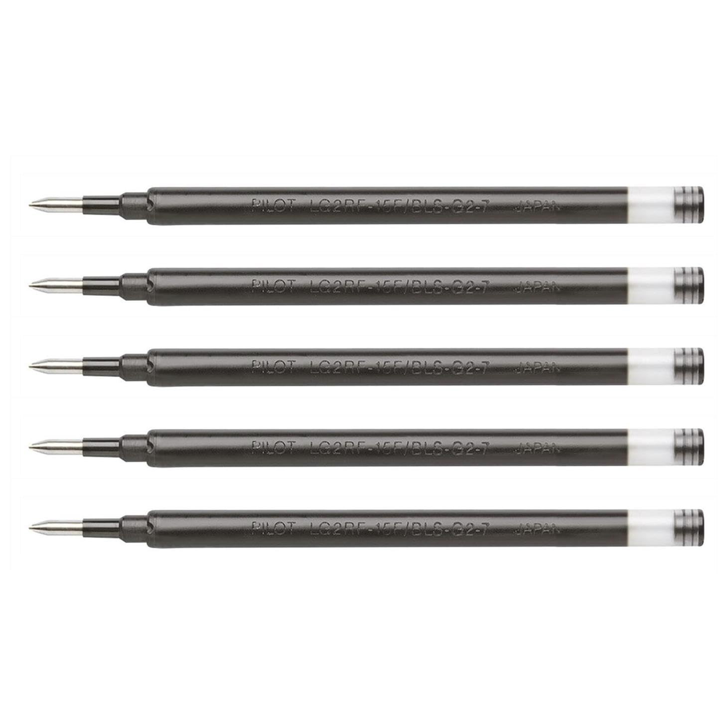 Pilot G2 07 - Ricariche per penna gel, 5 pezzi, colore: nero (q8R)