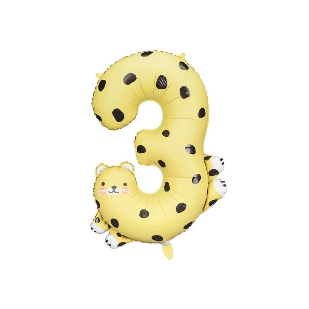 Palloncino FOIL MYLAR numero 3 a forma di GHEPARDO 68x98 cm 1BQ3