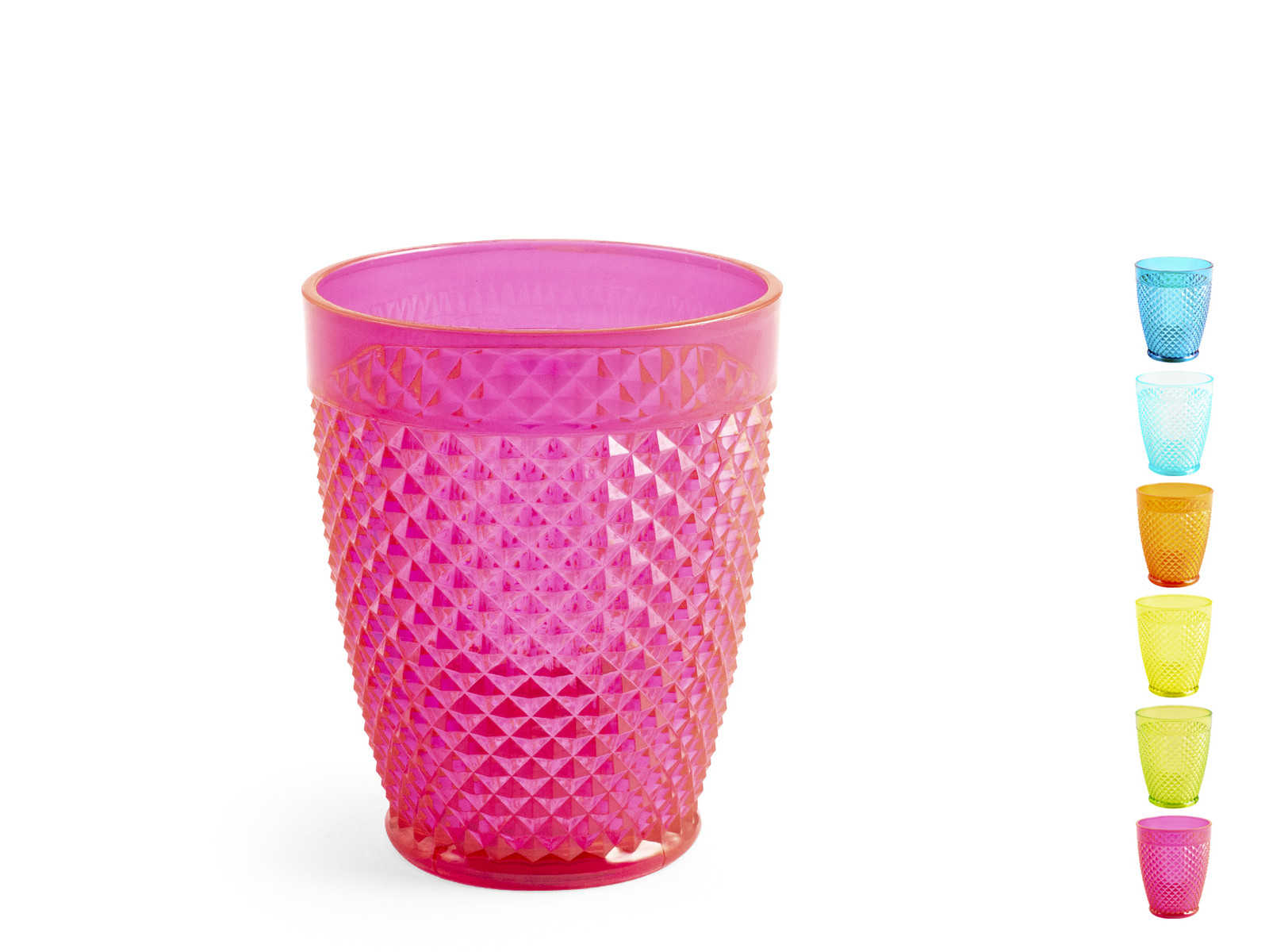H&H 12 bicchieri Diamond in polistirene colori assortiti cl 35