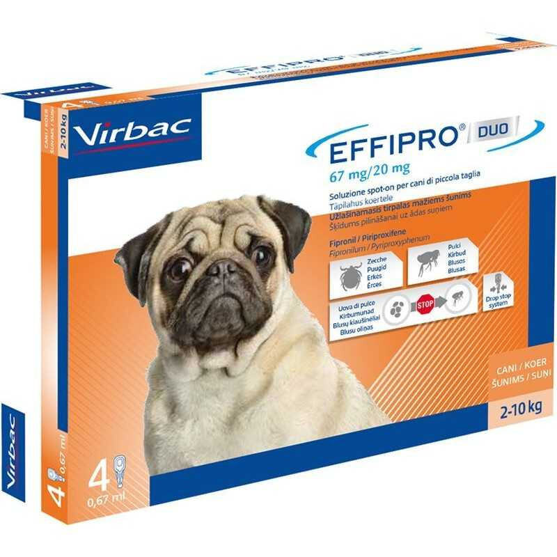 Antiparassitario Virbac Spot On Effipro Duo Per Cani Da 2 a 10 Kg 4 Pipette