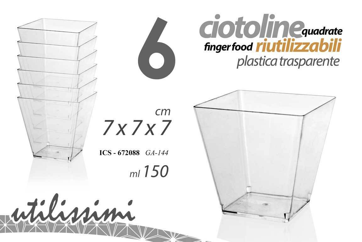 12 CIOTOLA QUADRATA Finger Food PASTICCERIA DOLCI APERITIVO PLAST Gold 7*7*7CM