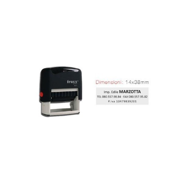 Timbro Traxx 9011 misura 14X38mm autoinchiostrante personalizzato Timbro persona