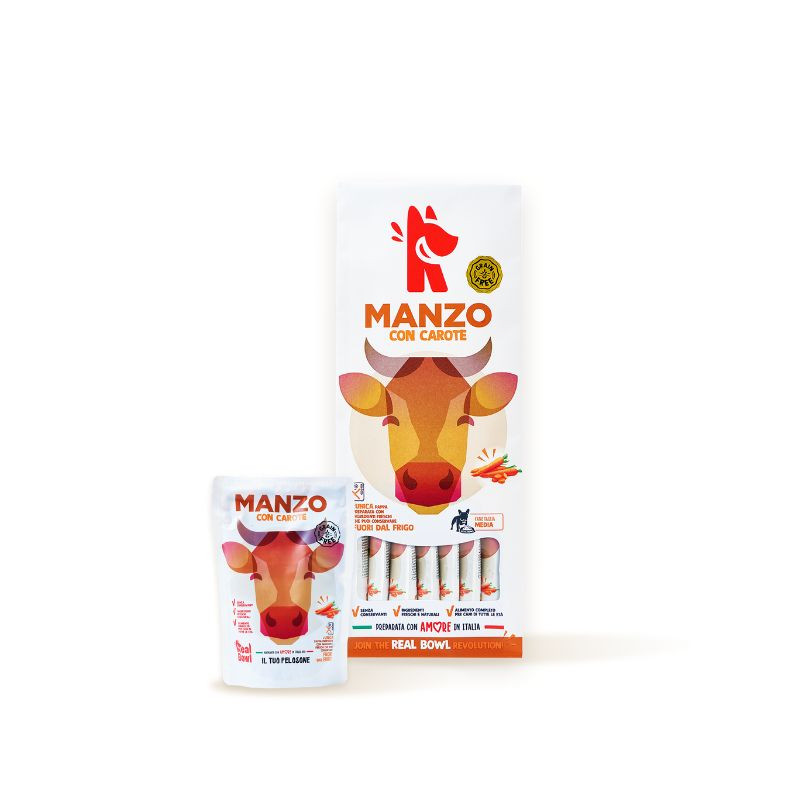 Real bowl multipack dog grain free manzo 7x400gr