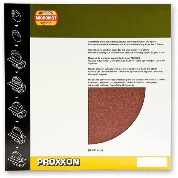 Proxxon Dischi Autoadesivi Per Smerigliatrice A Disco TSG 250/E Grana 80 250mm