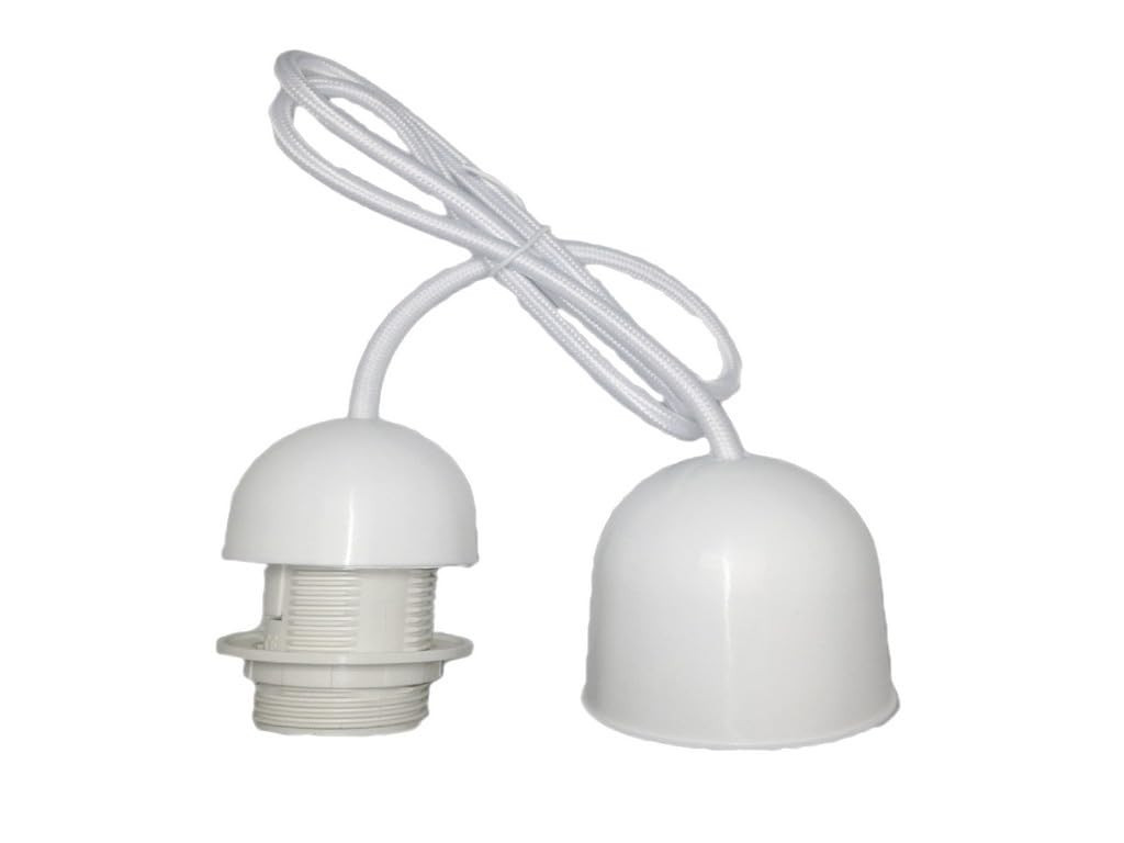 Set di portalampada con cavo, vaso e filettatura E27, 1 m, colore bianco. (U7H)