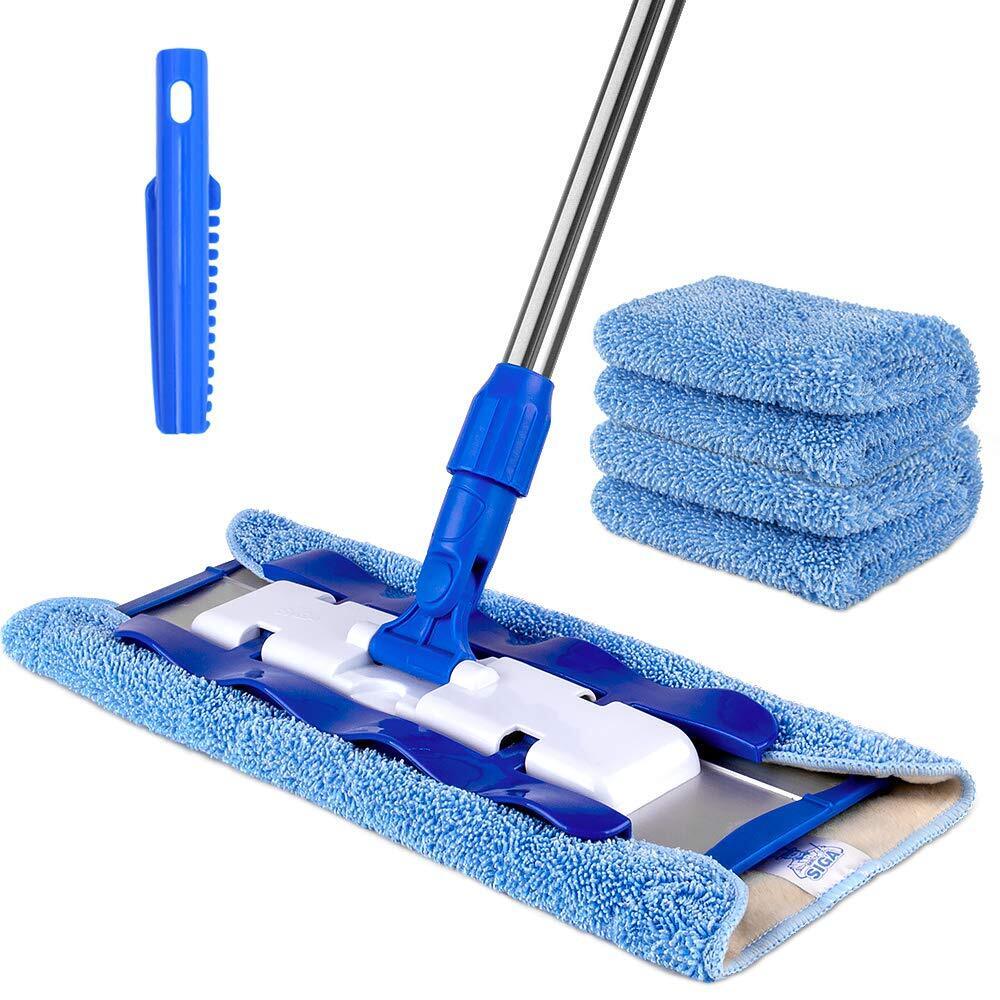 MR. SIGA Professional Microfiber Mop (Included 3 Microfiber Cloth Refills and 1