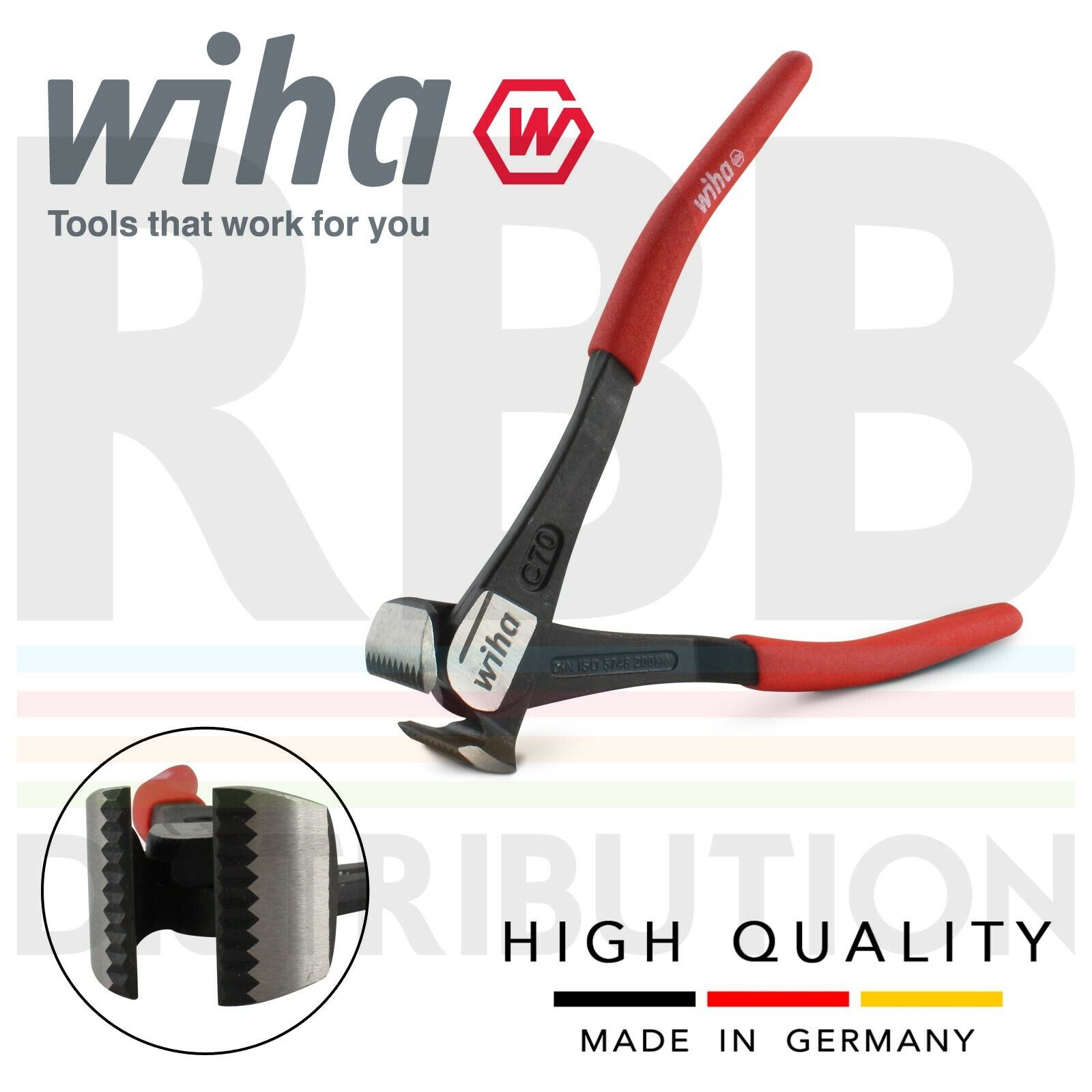 Wiha 26759 Estremità Taglio Ragazzini Unghie Tirando Resistente 200mm Classico