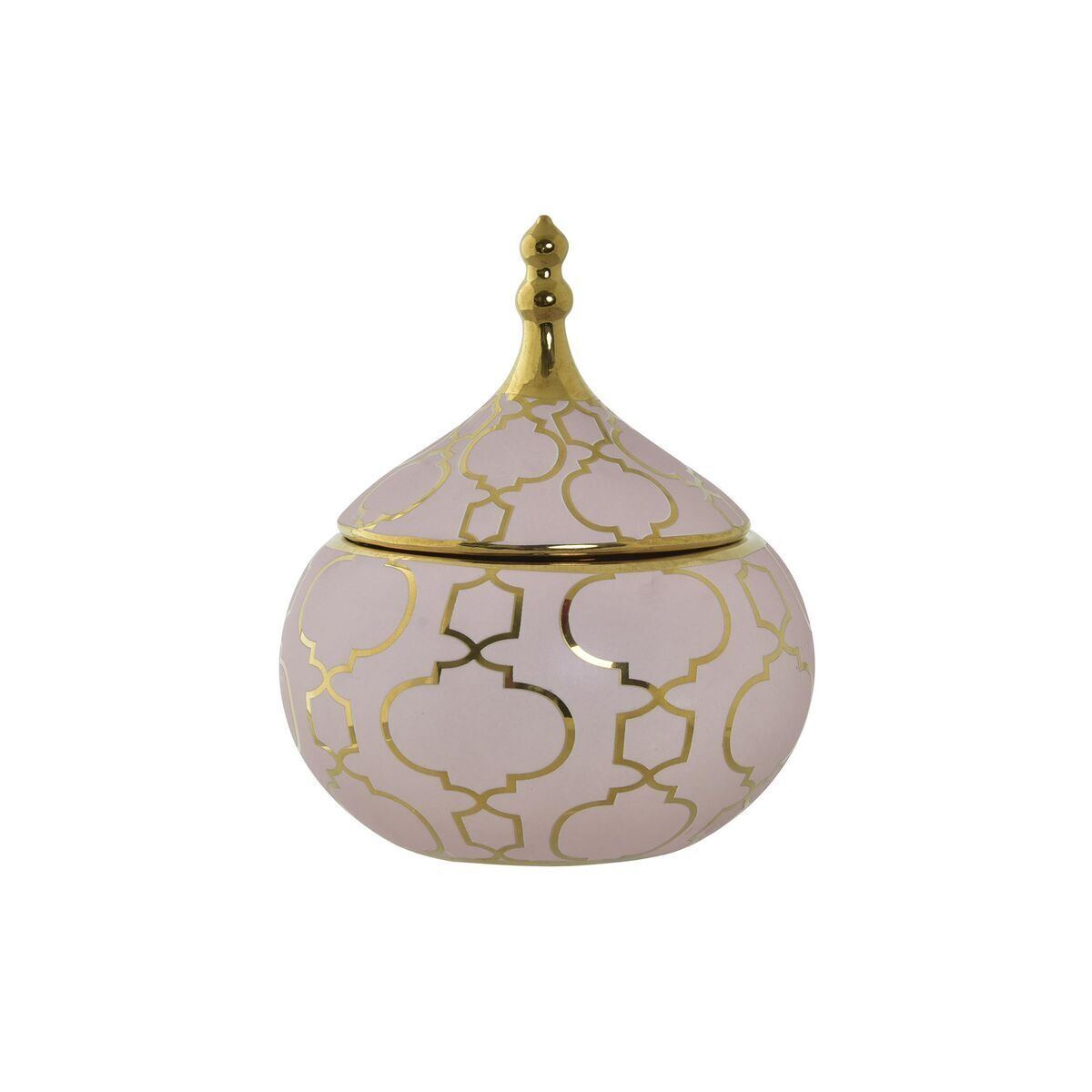 Scatola-Portagioie DKD Home Decor Rosa Dorato Porcellana 14 x 14 x 17 cm