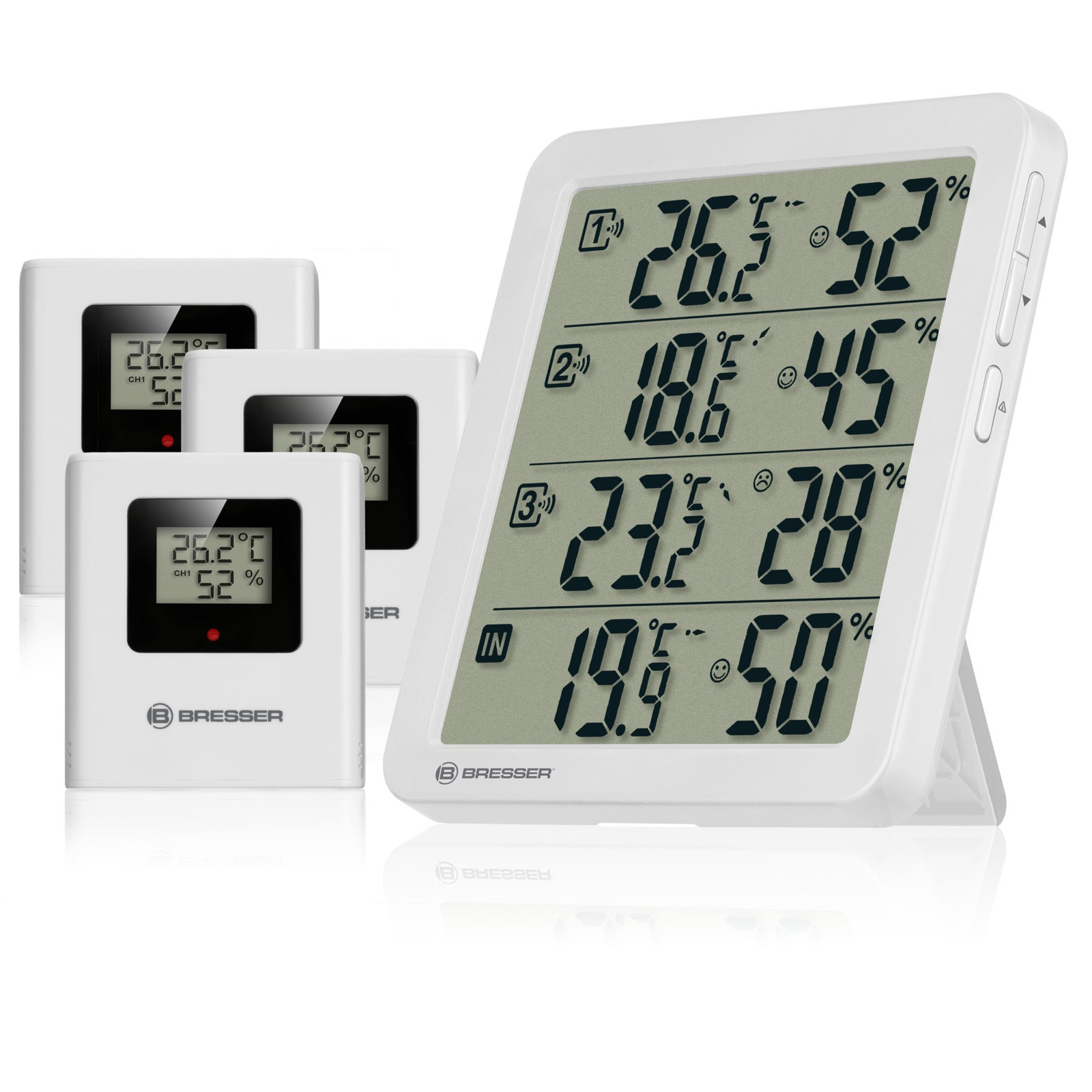 Bresser Quadro NV Termoigrometro con 4 punti di misurazione, sensore (h3J)