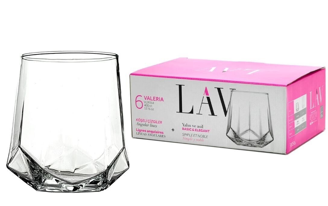 Bicchieri da Acqua LAV 40 cl Set 6 Pezzi Vetro Trasparente Design Moderno