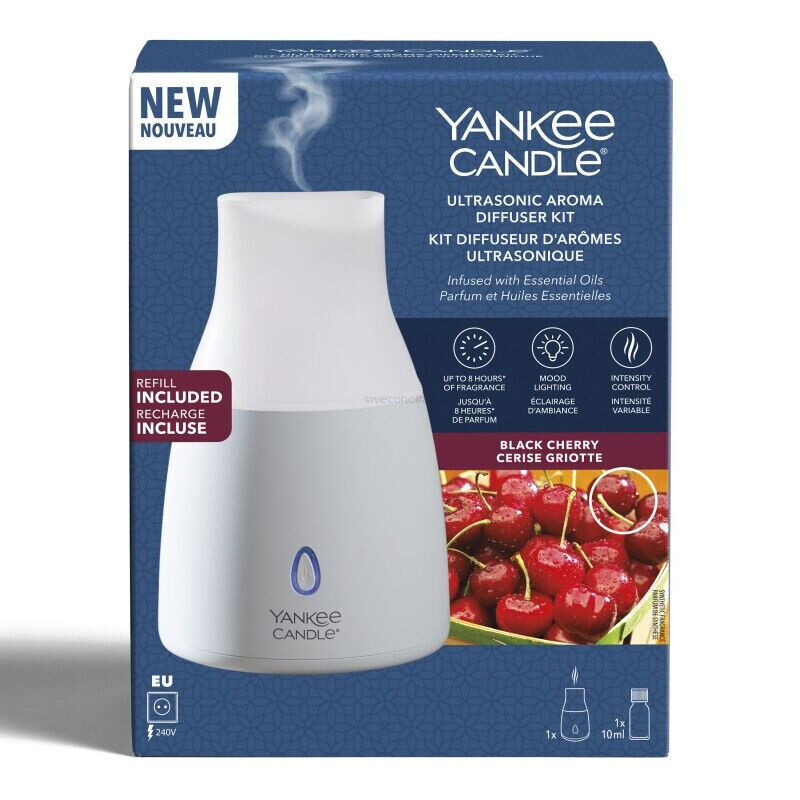Yankee Candle Black Diffusore Ultrasuoni Cherry e Olio Profumato