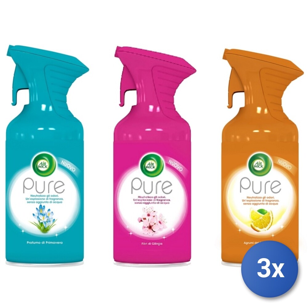 3x Air Wick Spray Pure 250 Ml. Misto Deodorante Per Ambiente (SELEZIONE MISTA)