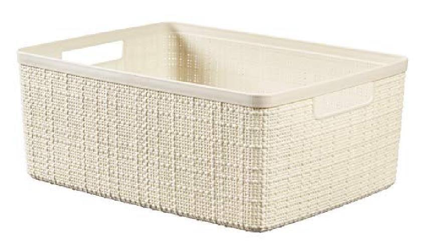 Curver Cestino Juliet in juta 100% plastica riciclata rettangolare, bianco sporc