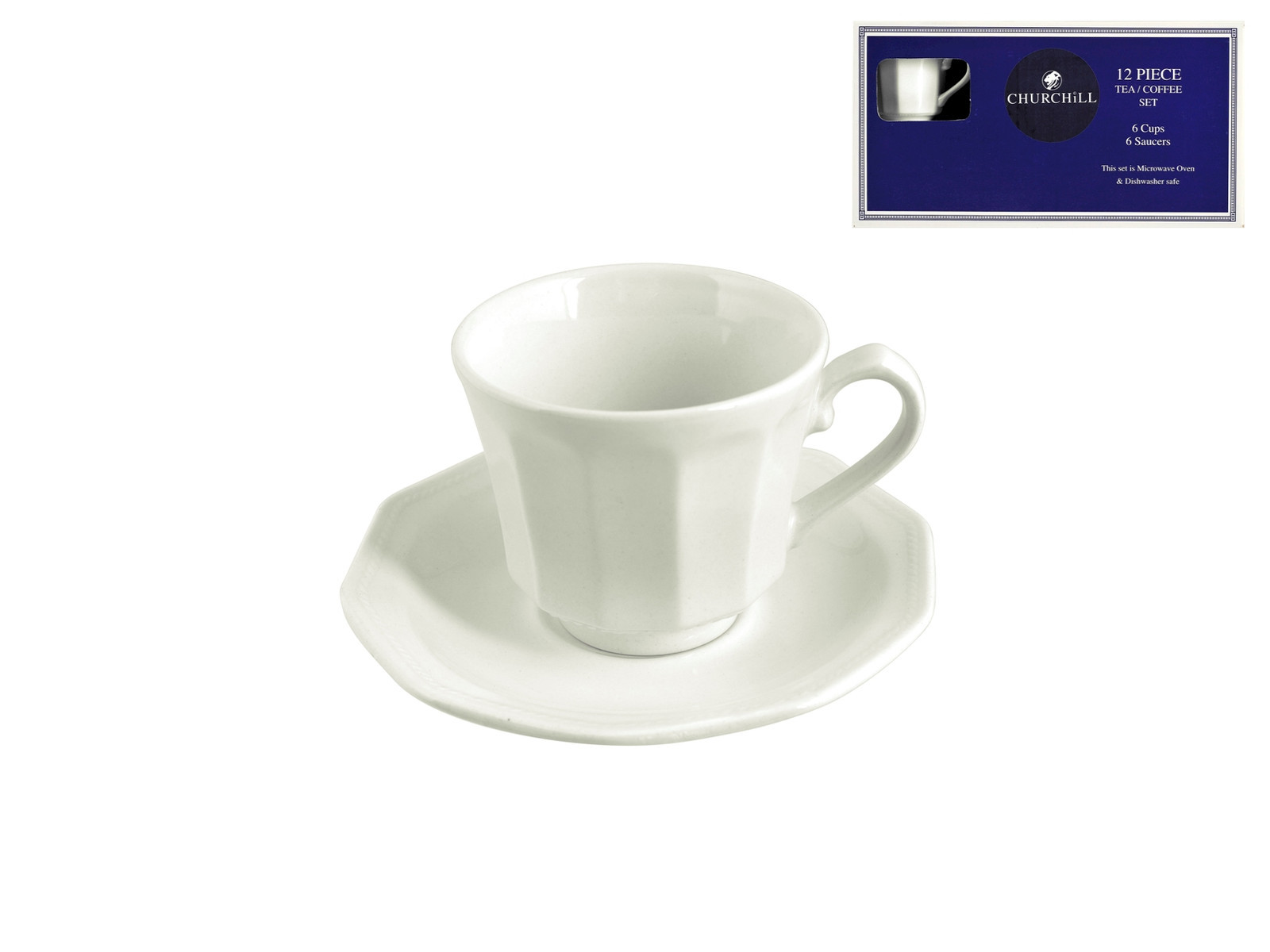 Pengo 6 Tazze Caffè con Piatto Earthenware Arctic White bianco