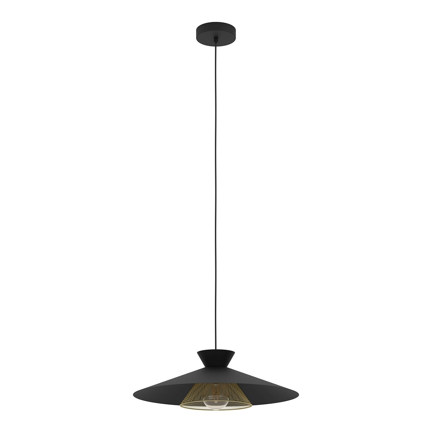 Lampadario A Sospensione Vintage Grizedale Acciaio Nero Ottone 1 Luce E27