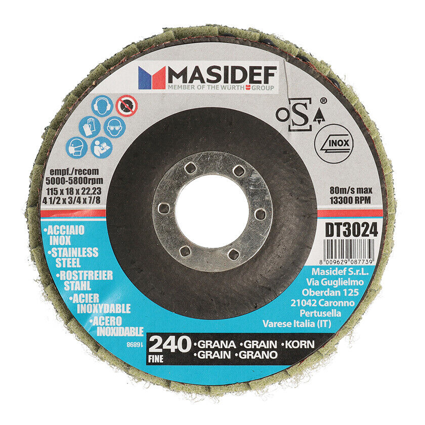 DISCO ABRASIVO LAMELLARE Ø115X18MM GR 240 PER INOX