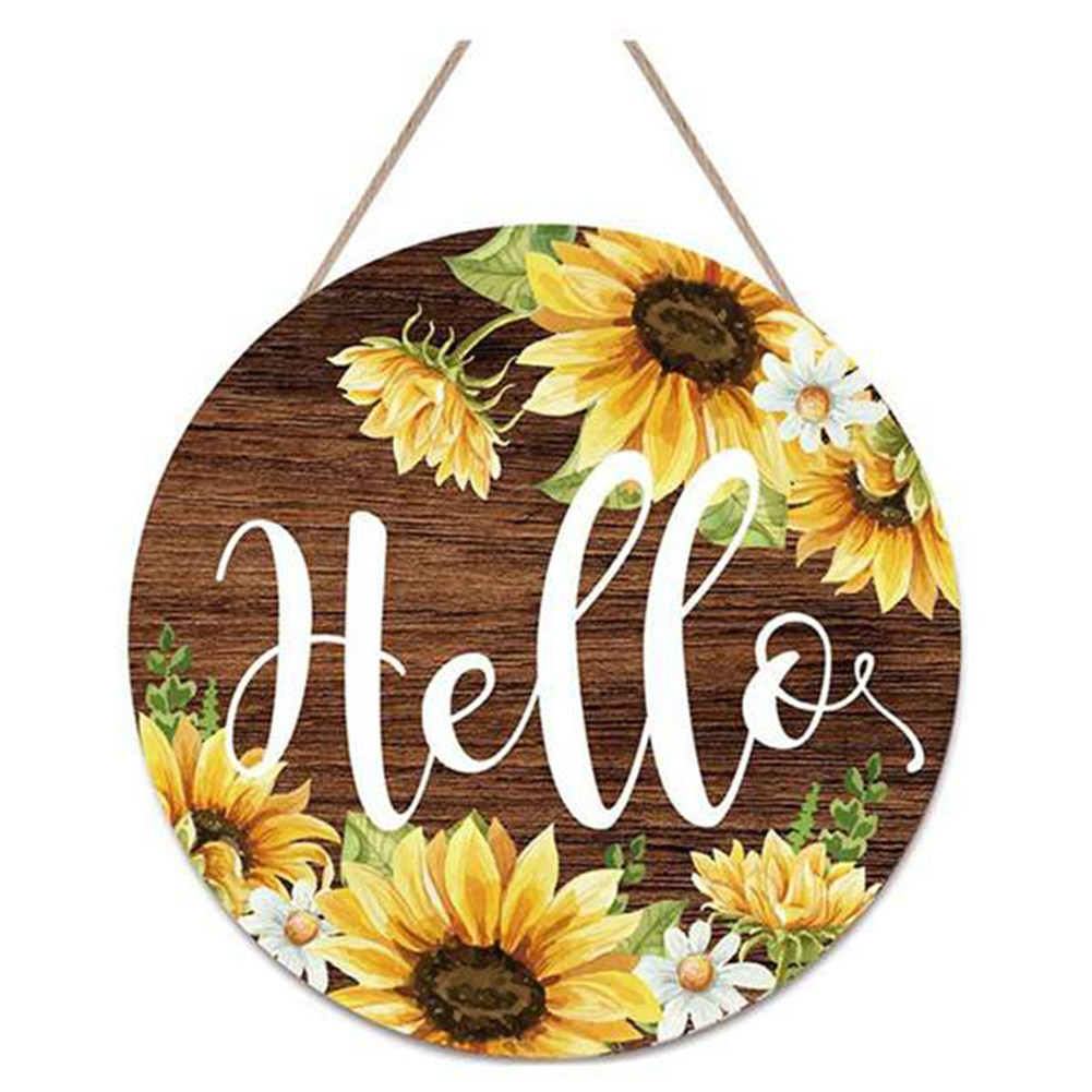 Cartello per Porta Hello Farmhouse, Cartello  con Girasole, per l3950