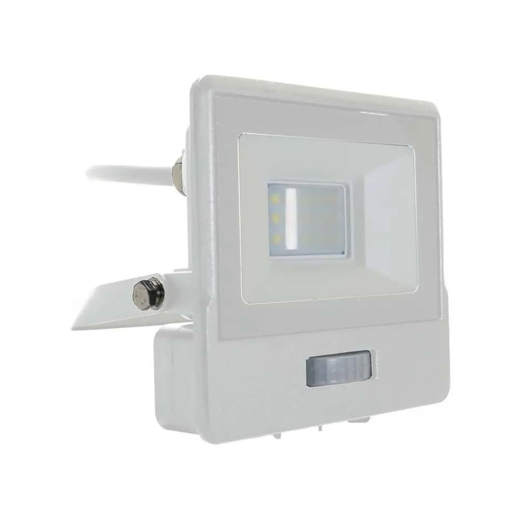 1 pz 10W LED PIR Sensor Floodlight Samsung Chip White Body 4000K 1m Cable