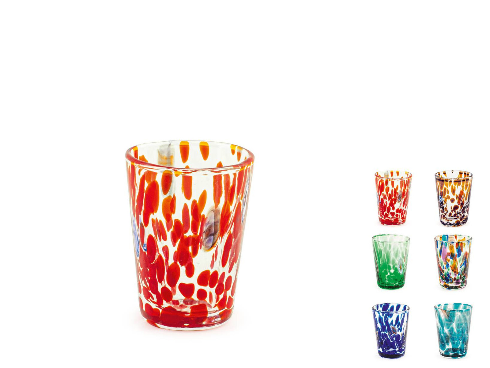 H&h stile Veneziano Set 6 Bicchieri In Vetro, Multicolore, cl 5 Assortiti
