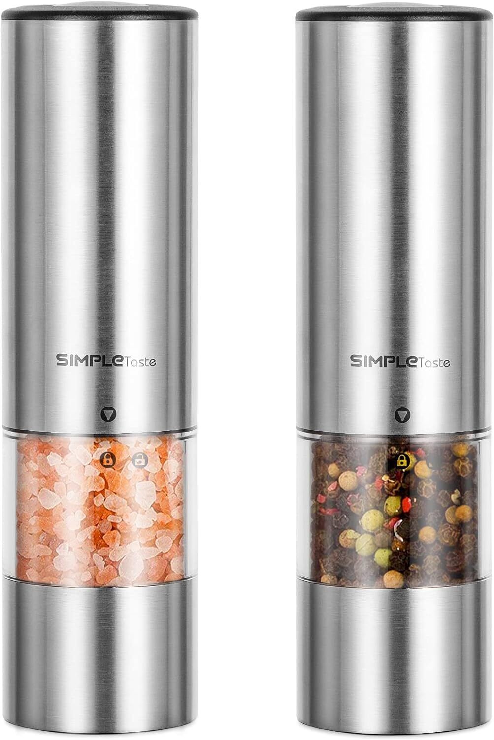 SIMPLETASTE Macinapepe Elettrico a Batterie, Macinino Macinatore Pepe Argento