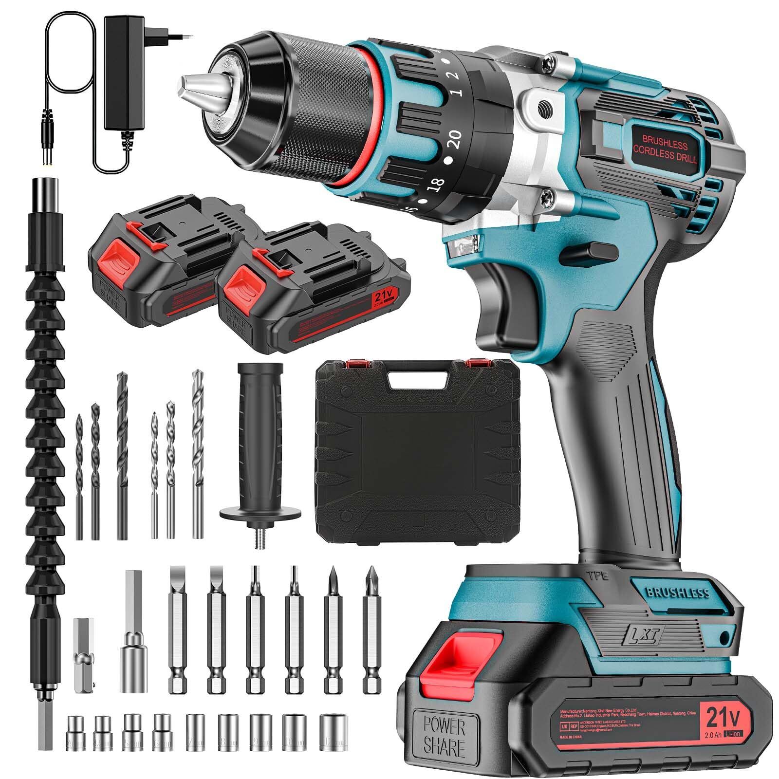 Avvitatore elettrico Brushless Trapano Avvitatore Batteria 21V, Trapano Avvitato